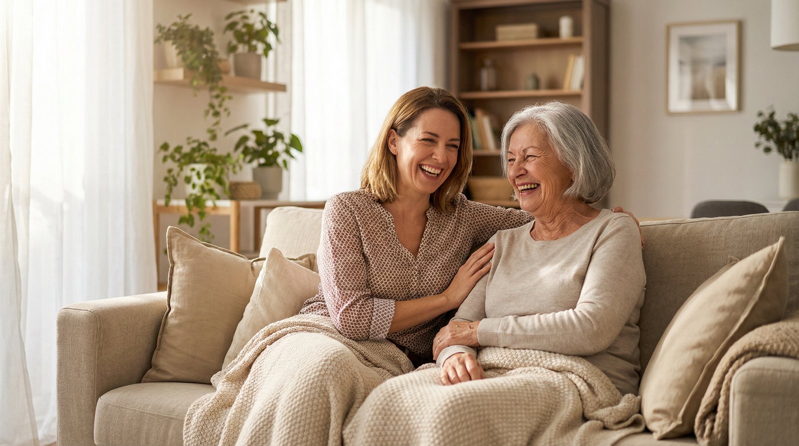 Mother and daughter sharing a warm moment at home