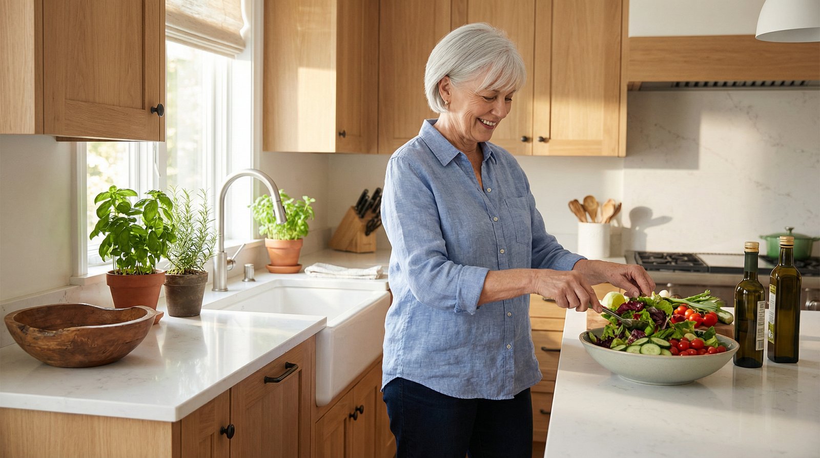 Senior woman enjoying independent life at home